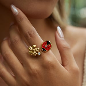 Vivid Beetle Stainless Steel Gold Color Women's Jewelry Sets h5 Picture5