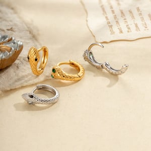 1 Piece Stylish Snake Copper Zircon Women's Hoop Earrings h5 Picture3