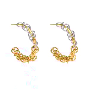 1 Paar Damen-Creolen aus Edelstahl in Gold- und Silbertönen h5 