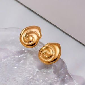 1 Çift Vortex Paslanmaz Çelik Altın Rengi Kadın Küpe h5 Resim3