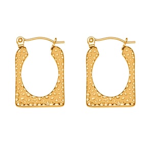 1 Paar rechteckige Ohrhänger mit Hammerschlagmuster aus Edelstahl in Goldfarbe für Damen h5 