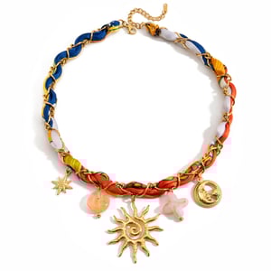 1 Piece Stylish Sun Stainless Steel Gold Color Women's Pendant Necklaces h5 