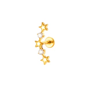 Boucles d'oreilles piercing femme en titane et zircon, motif étoile végétale (1 pièce) h5