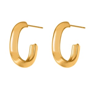 1 Paar minimalistische runde Damen-Creolen aus Edelstahl in Goldfarbe h5 