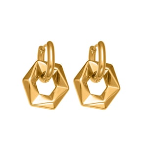 Boucles d&#39;oreilles pendantes hexagonales ajourées en acier inoxydable doré pour femme (1 paire) h5 