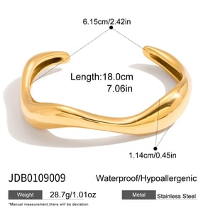 1 Piece Curving Annular Stainless Steel Gold Color Women's Cuff Bracelets h5 Picture2