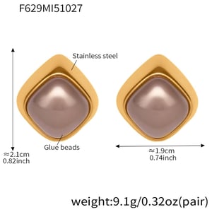 1 Paar klassische rechteckige Ohrstecker aus Edelstahl in Goldfarbe für Damen h5 Bild2