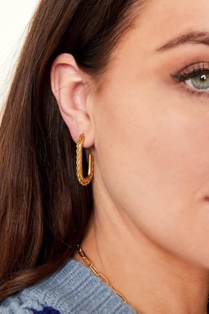 Küpeler oval halka Gold Stainless Steel h5 Resim3