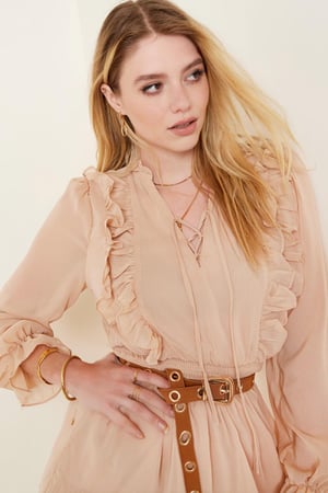 Long sleeve smock dress  Beige S h5 Picture5