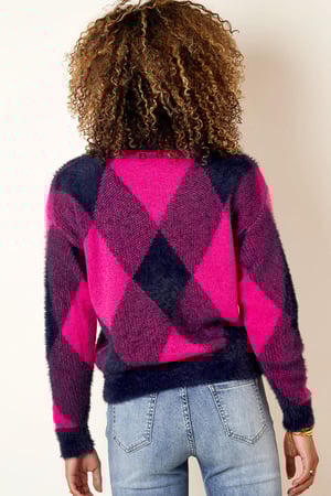 Weicher karierter Pullover Fuchsia S/M h5 Bild3