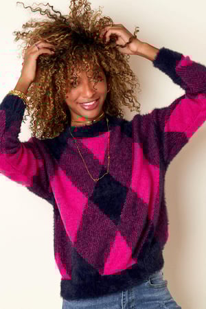 Weicher karierter Pullover Fuchsia S/M h5 Bild2