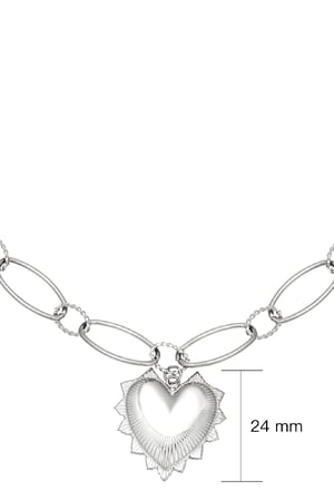 Collier big chunky heart Argenté Acier inoxydable h5 Image3