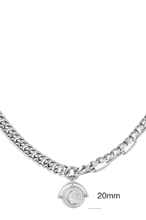 Collier chunky avec pendentif lune Argenté Acier inoxydable h5 Image2