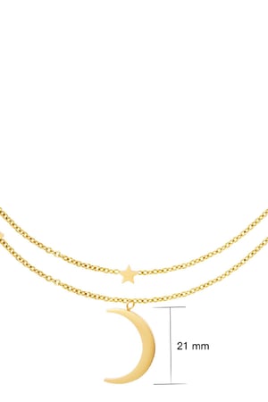 Dubbele ketting maan en sterren Goud kleur Stainless Steel h5 Afbeelding3