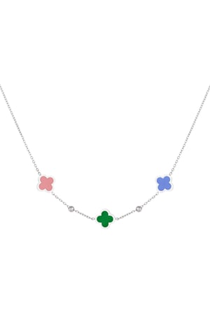Collier 3 trèfles et petites boules Vert & Couleur or Acier inoxydable h5