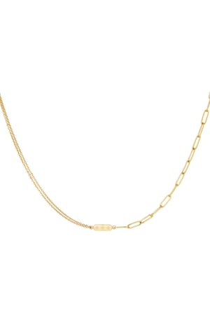 stainless steel necklace with double chain and charm h5