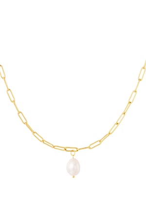 Collana spessa con perla Gold Stainless Steel h5 