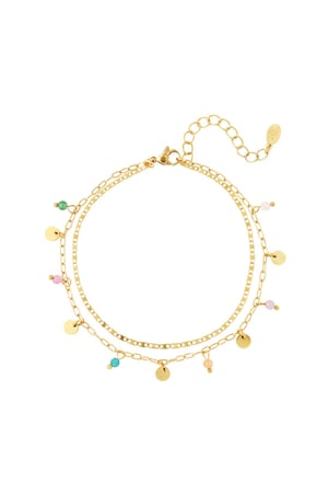 Cavigliera doppia catena con charms Gold Stainless Steel h5 
