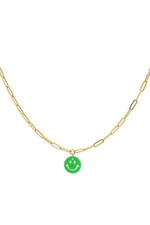 Kids - Smiley necklace Pink & Gold Color Stainless Steel h5 