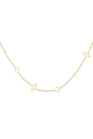 Collar con charm minimalista tréboles Color dorado Acero inoxidable (Pack with plastic bag) h5 