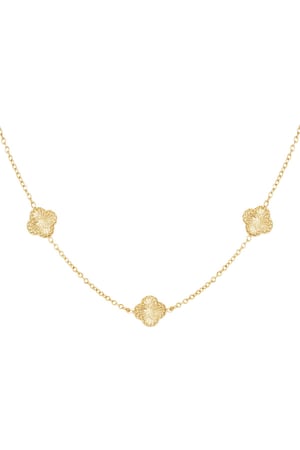 Necklace clover with pattern Gold Color Stainless Steel h5 