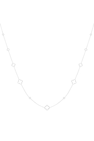 Necklace long clovers Silver Color Stainless Steel h5