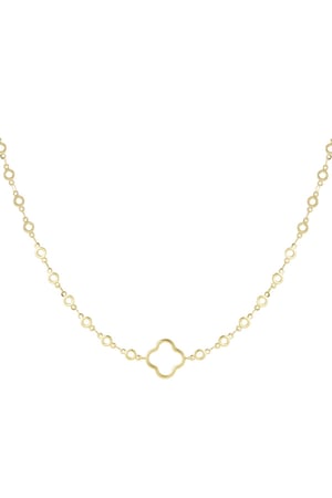 Chain circles with clover Gold Color Stainless Steel h5 
