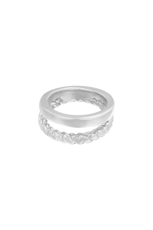 Ring Doubled Silver Color Stainless Steel 16 h5