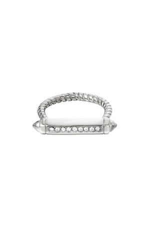 Ring twisted bar Silver Color Stainless Steel 16 h5