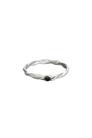 Stainless steel ring twisted Silver Color 16 h5 