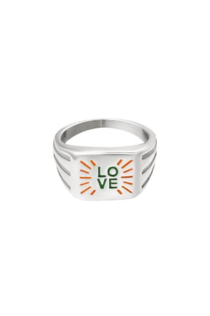 Stainless steel ring love expression Silver Color 16 h5