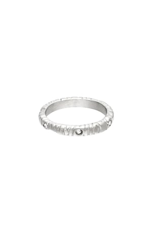 Ring mit Zirkoniastein und Zebrastreifen Silber Edelstahl 16 h5 