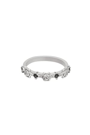 Ringrosen und Zirkonsteine Schwarz & Silber Edelstahl 16 h5