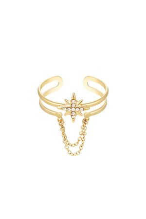 Ring star with chain Gold Color Stainless Steel One size h5 