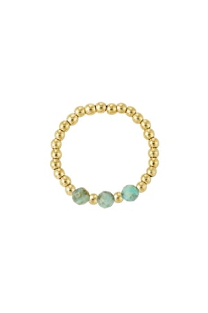 Elastic ring three stones - Natural stone collection Green & Gold Color One size h5