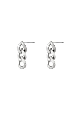 Earrings triple chain Silver Color Stainless Steel h5 