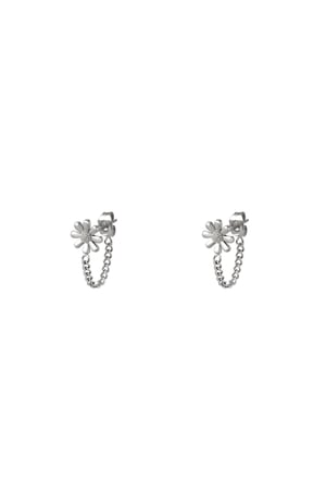 Ear stud flower Silver Color Stainless Steel h5