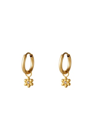 Little hoops with flower Gold Color Stainless Steel h5