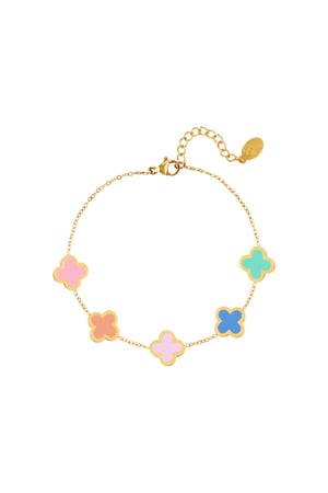 Bracelet multicolor clovers Gold Color Stainless Steel h5