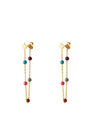 Star earring with collored balls Silver Color Stainless Steel h5