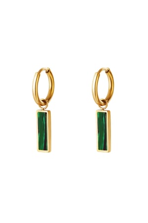 Green bar earrings  Gold Color Stainless Steel (Pack with plastic bag) h5 