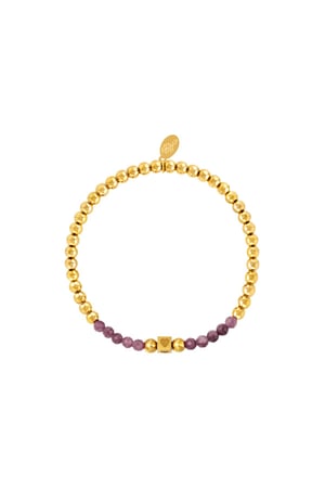 Perlenarmband aus Edelstahl mit Steinen Lila h5 