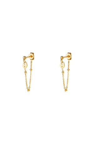 Earrings key lock Gold Color Stainless Steel h5