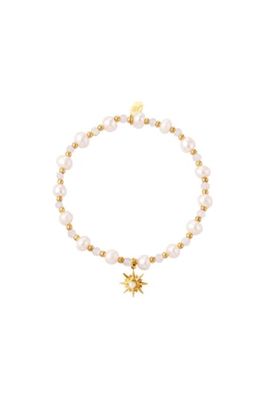 Perlenarmband mit Sternanhänger Goldfarbe Edelstahl h5 