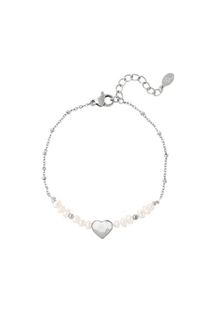 Armband Perlen und Herz Goldfarbe Edelstahl h5 