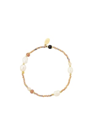Perlenarmband mit Perlen Beige Edelstahl h5 