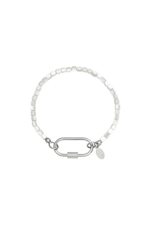 Mosquetón de pulsera con cuentas Gris Acero inoxidable h5