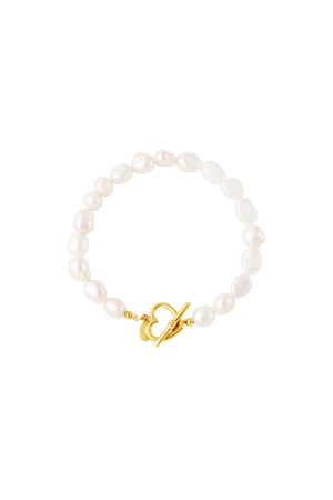 Bracelet pearl heart closure Gold Color Stainless Steel h5