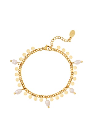 Pulsera con perlas y círculos Color dorado Acero inoxidable h5 