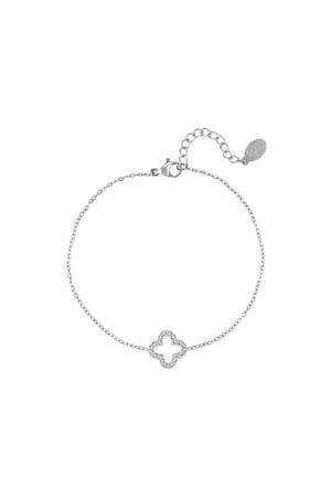Armband Kleeblatt mit Zirkonsteinen Goldfarbe Edelstahl h5